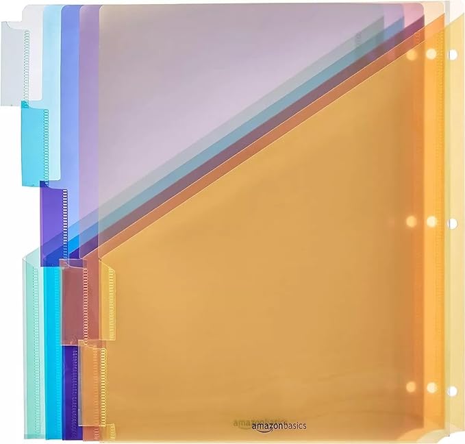 Amazon Basics Tab Dividers for 3 Ring Binder, Two Pocket, Letter Size - Image 2