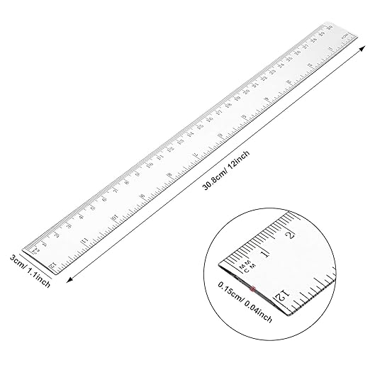 Eboot 50 Pack 12 Inch Rulers Bulk Clear Plastic Ruler Measuring Tool - Image 5