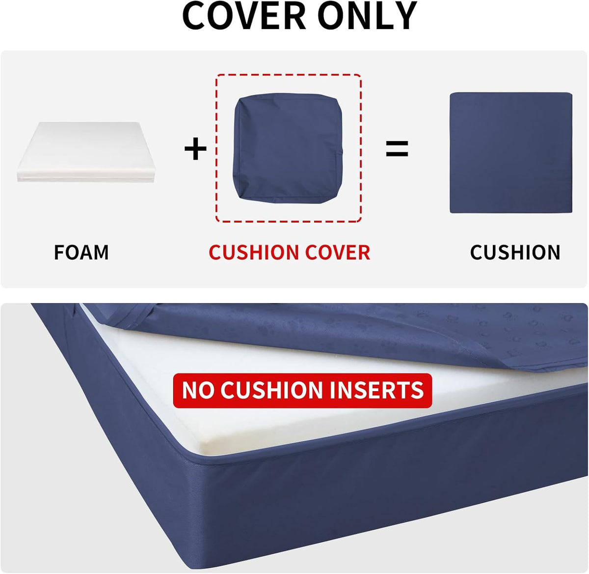 Easy-Going Waterproof Patio Cushion Covers 22x22x4 inch 4 Pack