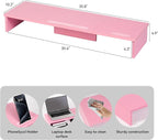 Dual Monitor Stand Riser with Phone Tablet Holder, 35.8in Large Monitor Stand - Image 2