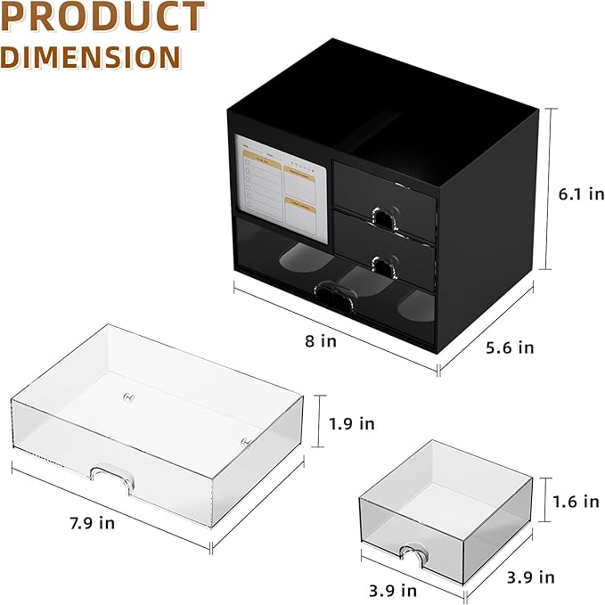 Marbrasse Desk Organizer with 3 Drawer, Desk Organizers and Accessories with 4 - Image 3