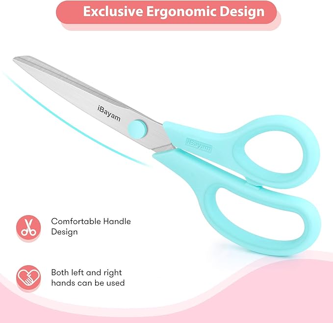 Scissors, iBayam 8" All Purpose Scissors Bulk 3-Pack, Ultra Sharp 2.5mm Thick - Image 3
