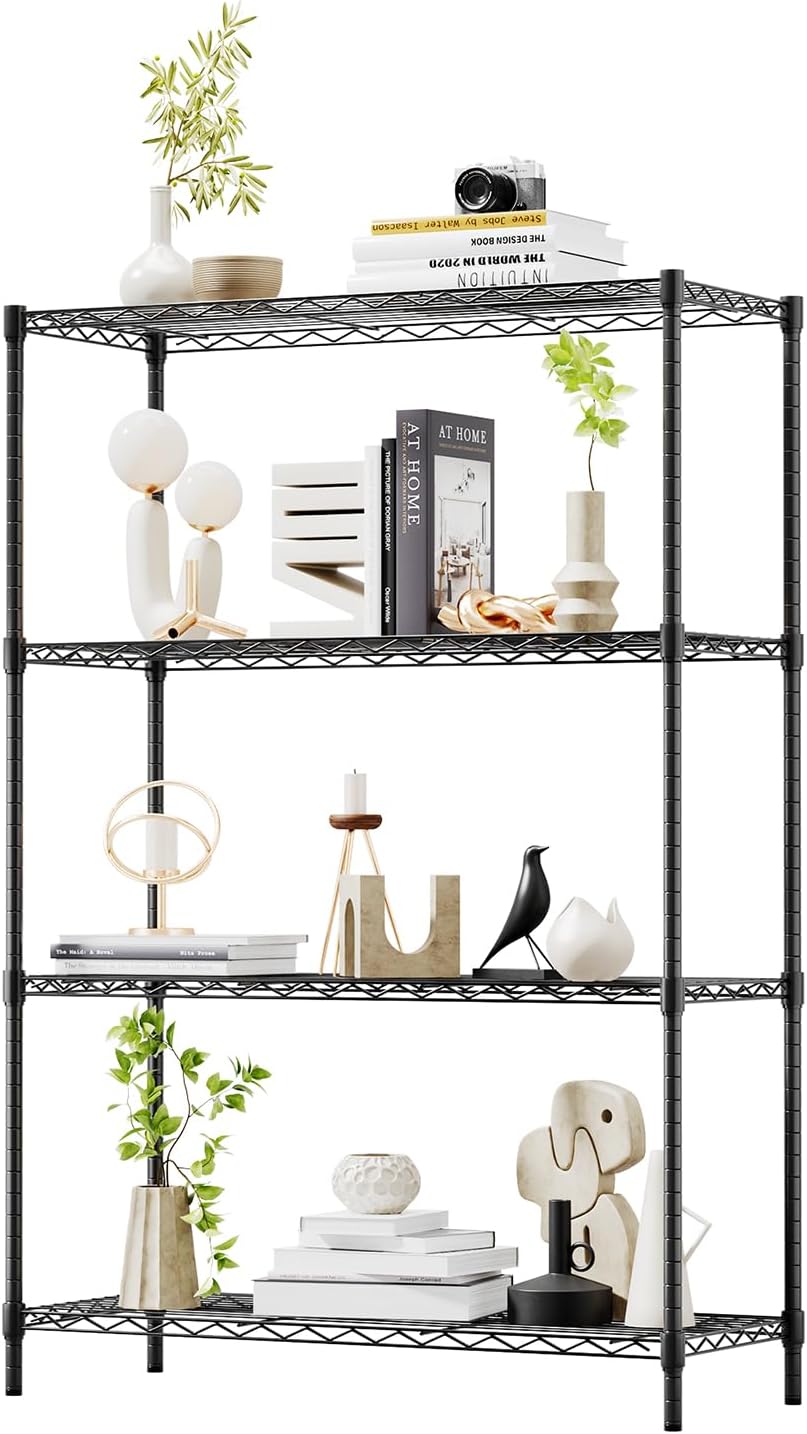 bestoffice | 4-tier wire shelf | 36" x, front angle view