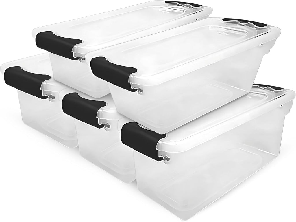 HOMZ 5-Pack Latching Lid, 7.5 Quart, and Office