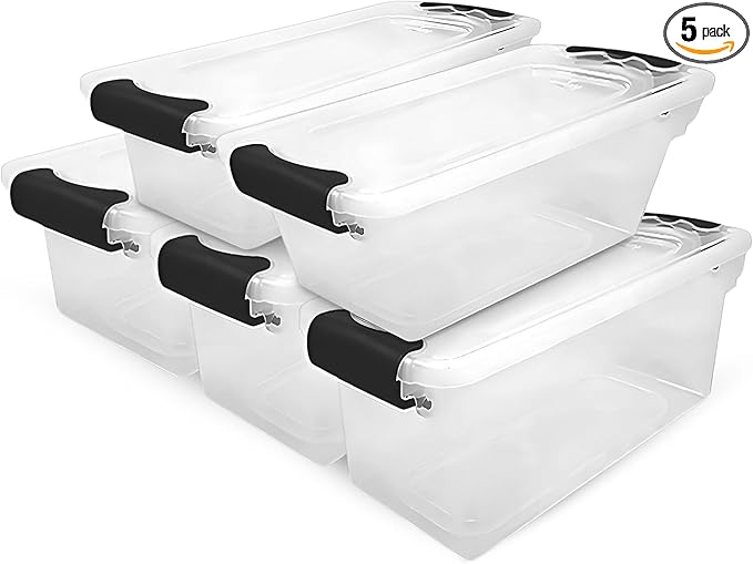 HOMZ 5-Pack Latching Lid, 7.5 Quart, and Office by Homz