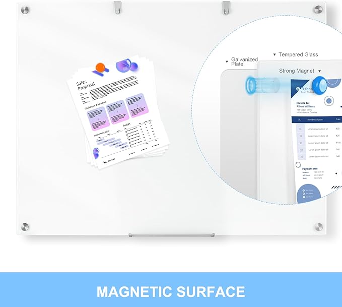 48 x 36 Inches Glass Whiteboard, Magnetic Glass Dry Erase Board - Image 5