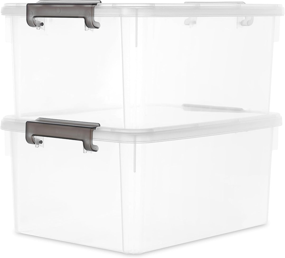 Citylife 2-Pack 17 QT Clear Plastic Storage Bins with Latching Lids