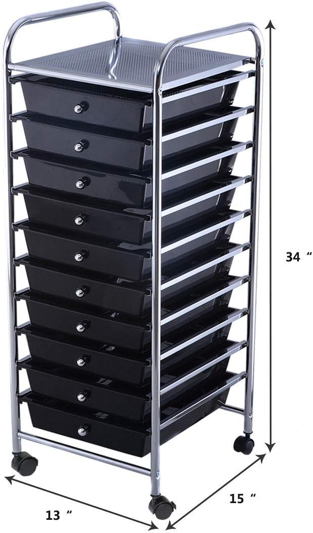 Giantex 10 Drawer Rolling Storage Cart Scrapbook Paper Office School Organizer - Image 3