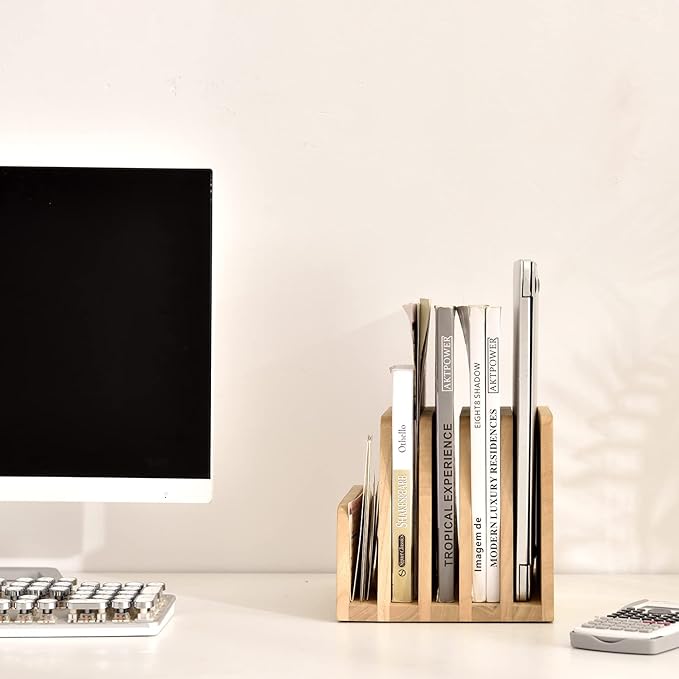 KIRIGEN Desktop File Document Holder Stand 5 Slots Mail Paper Organizer Desk - Image 8
