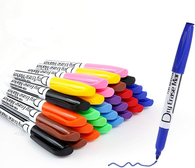 Volcanics Dry Erase Markers Low Odor Fine Whiteboard Markers Thin Box of 30 - Image 2