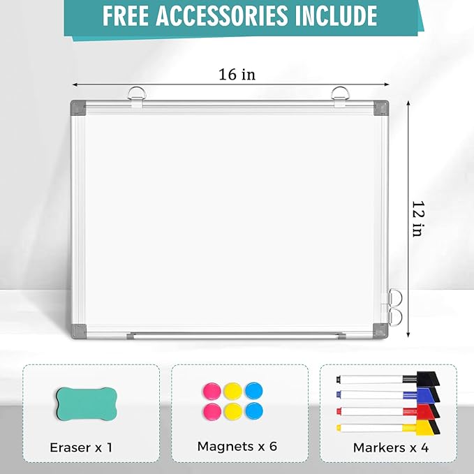AMUSIGHT Dry Erase Board White Board, Hanging Mounted Whiteboard Silver - Image 3