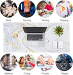 QIYI Large Mouse Pad, Cute Marble White Desk Mat, PU Leather Desk Protector - Image 7