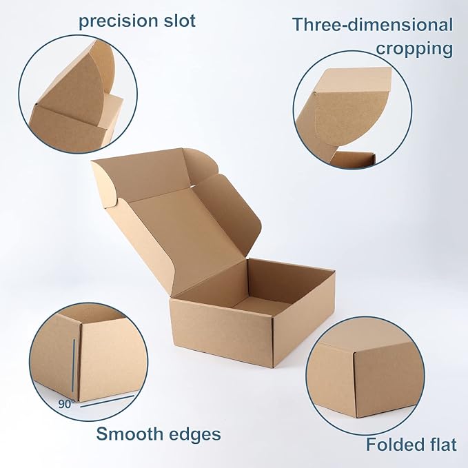 PHAREGE 12x9x4 inch Shipping Boxes Bulk 20 Pack Brown, Tab Lock Tuck Top Mailer - Image 4