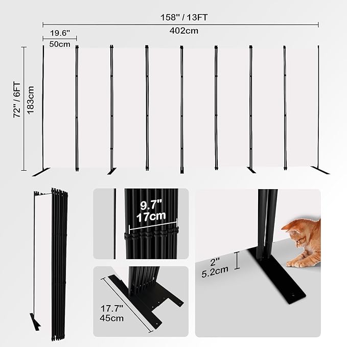 MAYOLIAH 8-Panel White Room Divider 6ft Tall Folding Privacy Screen Portable - Image 4