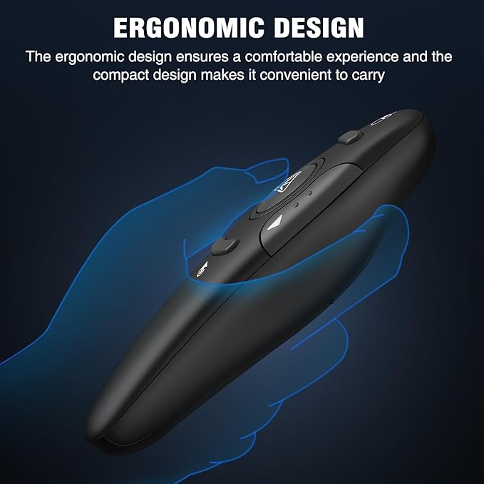 Air Mouse Clicker for Powerpoint Presentations, Rechargeable Wireless Presenter - Image 6