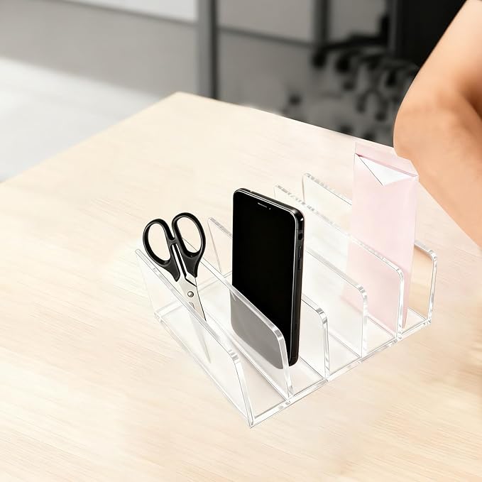 itechpanda Acrylic Mail Holder Clear File Sorter Desk Organizer Clean Desktop - Image 4