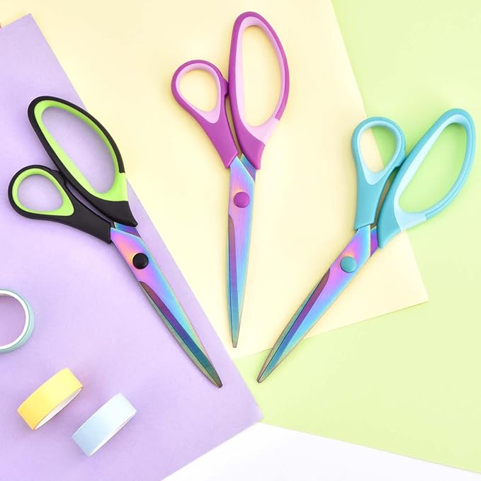 8.5" Scissors All Purpose, Titanium Coating Sharp Blade, Soft Comfort-Grip - Image 9