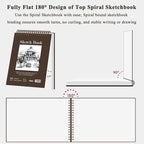 9" x 12" Sketch Book, Top Spiral Bound Sketch Pad, 2 Packs 100 Sheets Each - Image 7