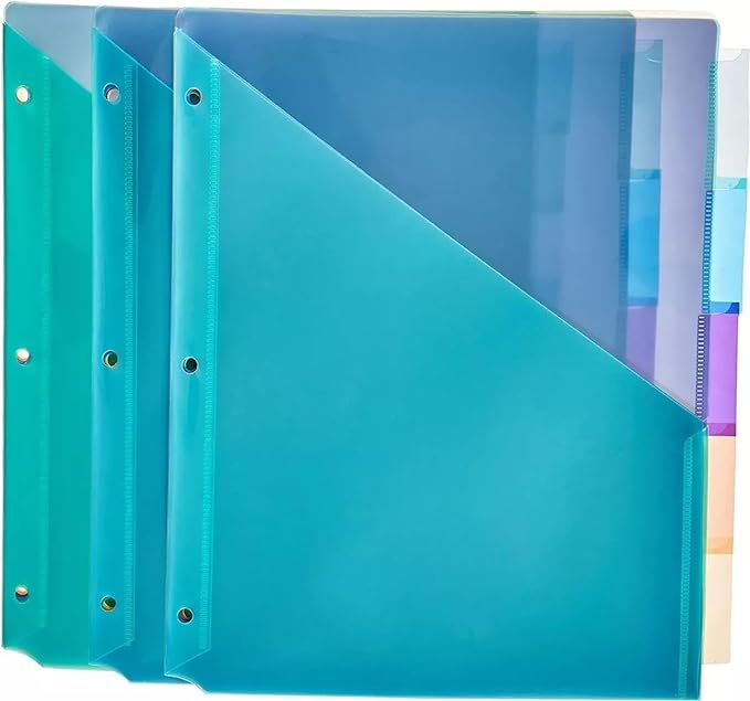 Amazon Basics Tab Dividers for 3 Ring Binder, Two Pocket, Letter Size by AmazonBasics