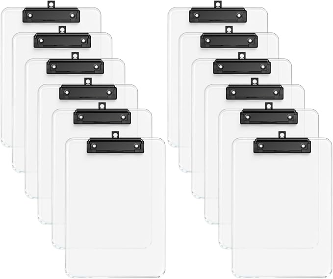Zoenley A4 Plastic Clipboard Set of 12, A4 Transparent 8.5 x 11 Clip Board by Unknown