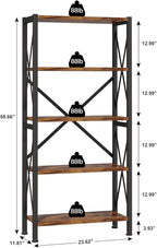 Homeiju 5-Tier Bookshelf, Wood Bookcase, Book Shelf - Image 3