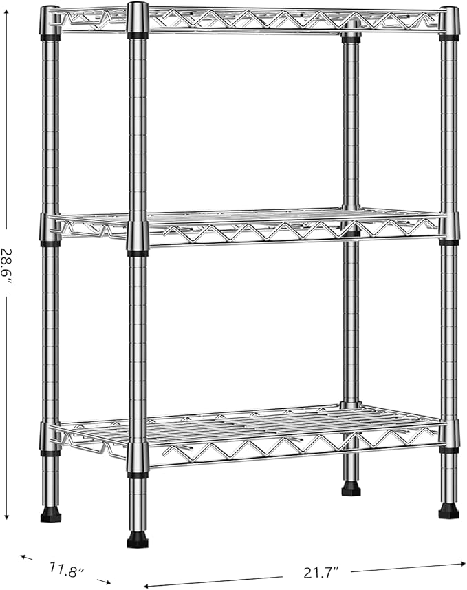M MZG 750 lbs 3 Tier Shelf Metal Storage Shelves Wire Rack Closet Organizers - Image 3