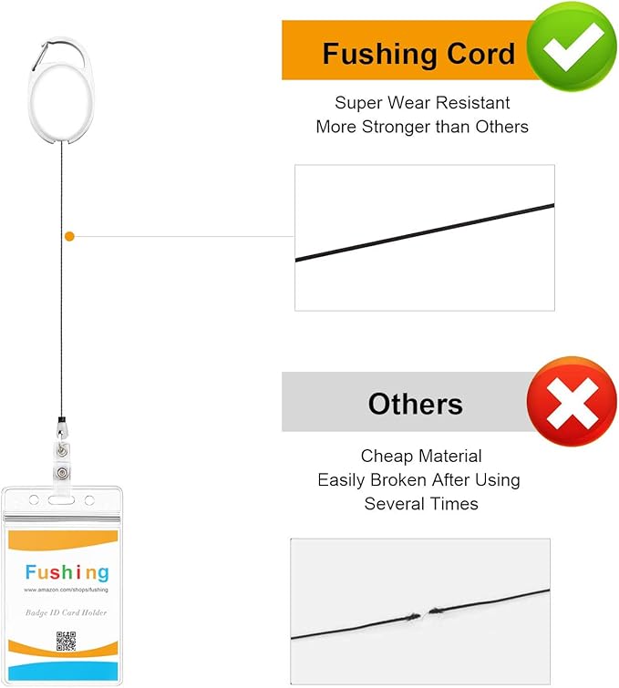 Fushing 20Pcs Retractable ID Badge Holders ID Badge Reels - Image 4