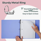 POPRUN 3 Ring Binder 1 Inch, Holds 175 Sheets of 8.5 x 11 Paper, Extra Durable - Image 3