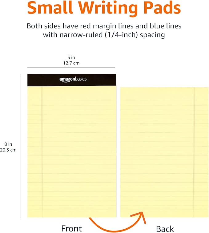 Amazon Basics 50 sheet Narrow Ruled Lined Writing Note Pad, 5 inch x 8 inch - Image 6