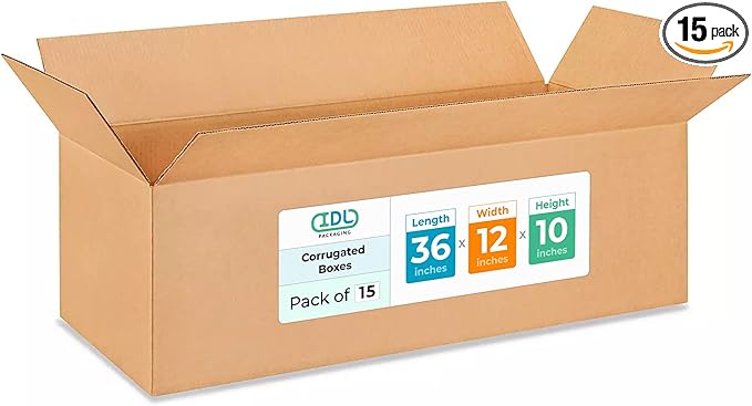 Large Shipping & Moving Boxes 36"L x 12"W x 10"H by IDLPackaging