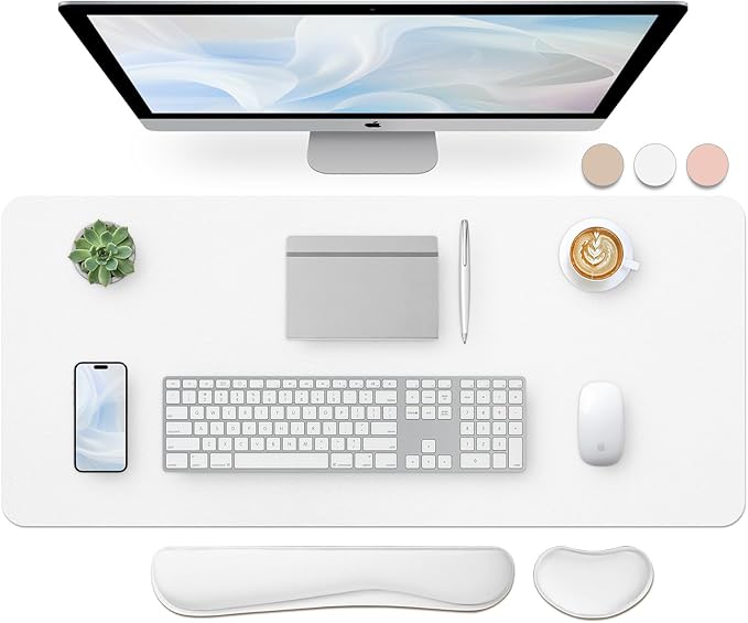Bloss Leather Desk Pad and Keyboard Wrist Rest, Large Mouse Pad + Keyboard by Bloss