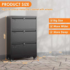 METAN Upgrade 3 Drawers Lateral File Cabinet on Wheels, Steel Office Filing - Image 2