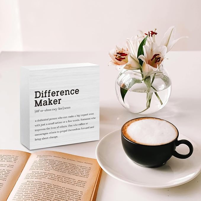 Difference Maker Definition Home Office Decor Wooden Box Sign Motivational - Image 4