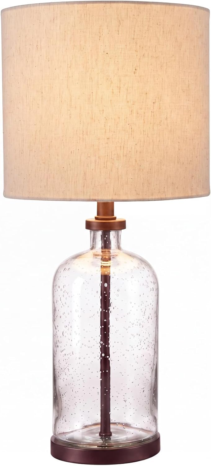 Signature Design by Ashley Bandile Seeded Glass Bedside Table Lamp, Bronze