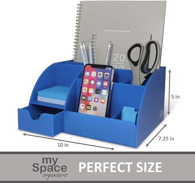 My Space Organizers Blue Desk Organizer, 9 Compartments, Office Supplies and - Image 5