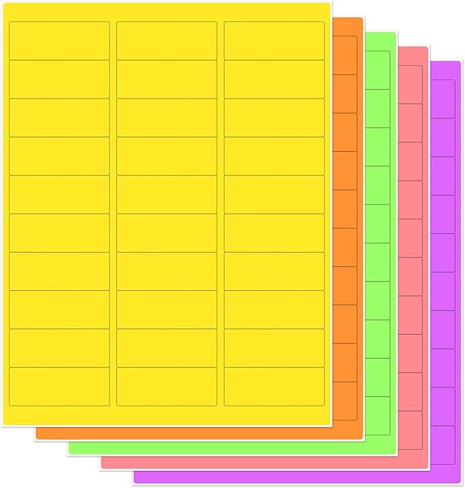 THEBLUETOUCH 1" x 2-5/8" Neon Labels – 750 pcs Printable Labels Stickers by THEBLUETOUCH