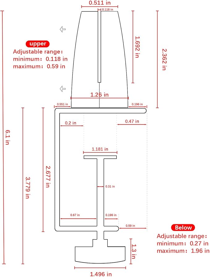 Jhanw Desk Divider Clamp For 1/8" To 0.51" Panel, Adjustable Desk Partition - Image 3