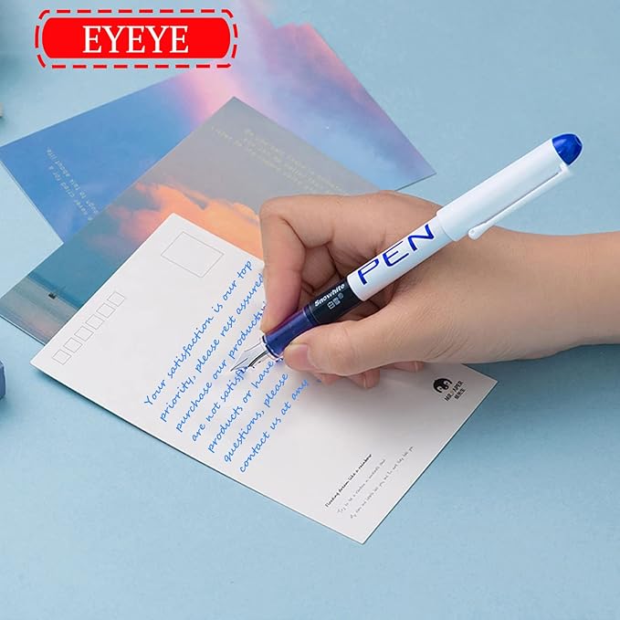 EYEYE Disposable Fountain Pens, 8 Pack 3 Colors Fine Point Pens Stainless Steel - Image 6