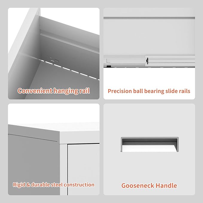 OPTYMIRA 3 Drawer Metal File Cabinet - Image 6