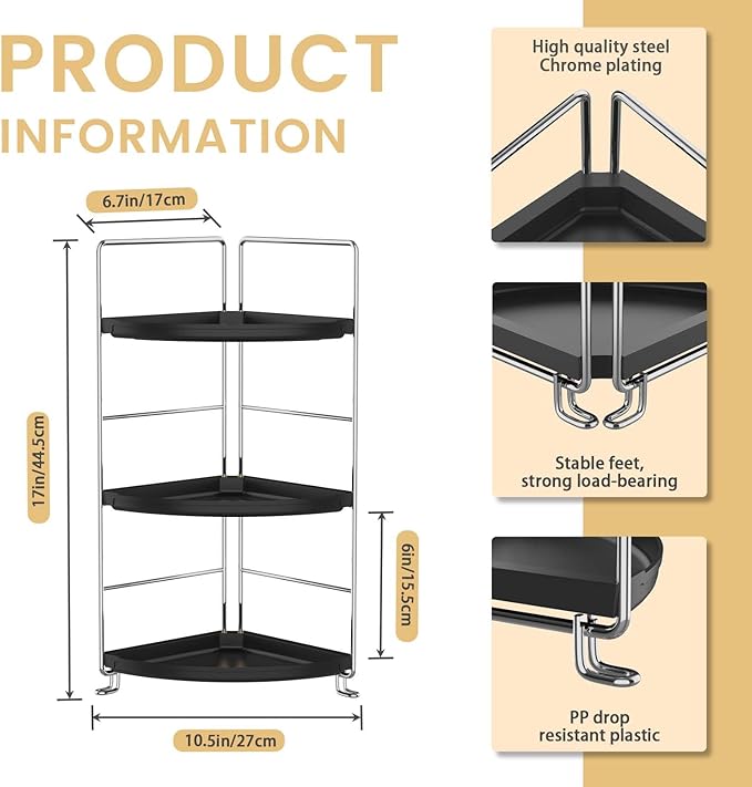 JANUS LiANG 3-Tier Corner Bathroom Organizer Countertop - Image 3
