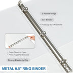 1/2 Inch 3-Ring Binder, 0.5-inch Round Ring Binder - Image 3
