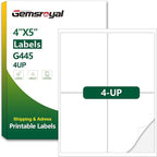 Gemsroyal 4"×5" Shipping Labels Printable, 4×5 inch White Matte Label Stickers by Gemsroyal