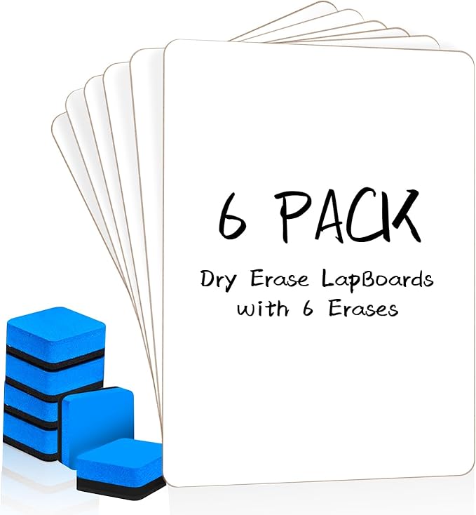 Dry Erase LapBoards, PANDRI 6 Pack Double Sided 12.5 x 9 Inch Whiteboards by PANDRI