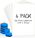 Dry Erase LapBoards, PANDRI 6 Pack Double Sided 12.5 x 9 Inch Whiteboards by PANDRI