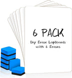 Dry Erase LapBoards, PANDRI 6 Pack Double Sided 12.5 x 9 Inch Whiteboards by PANDRI