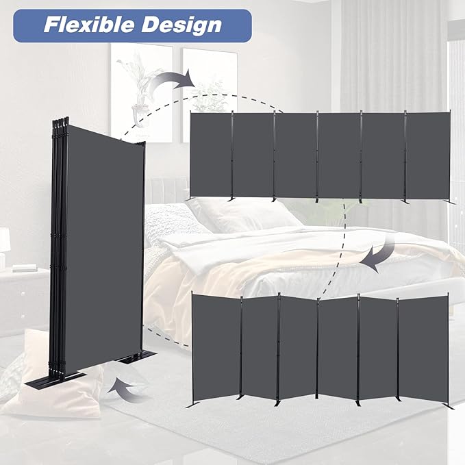 CHOSENM Room Divider, 6 Panel Folding Privacy Screens - Image 5