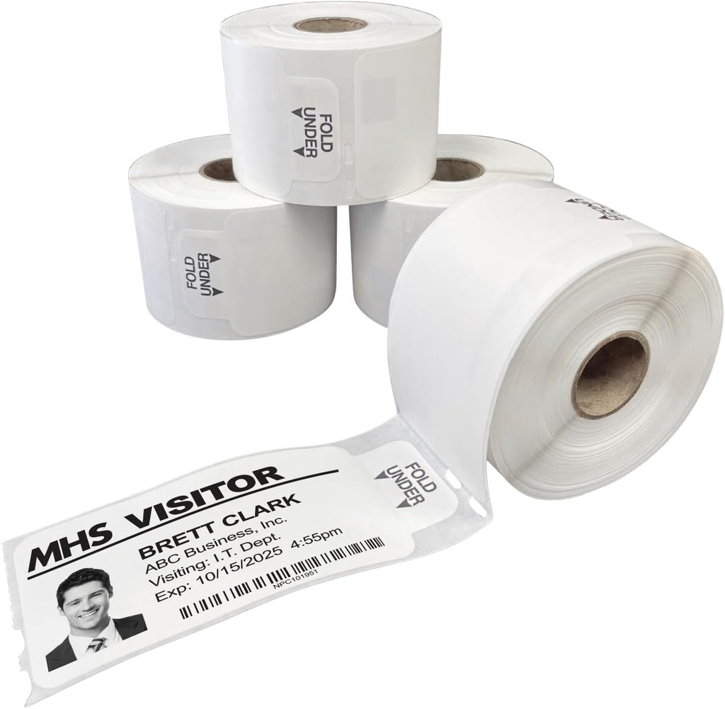 Threshold 4-Inch Tab Expiring Visitor Badges on a Roll | 4 Rolls Compatible