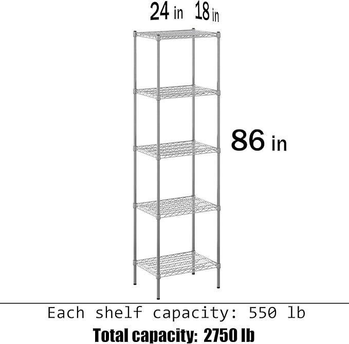 Regal Altair 18" Deep x 24" Wide x 86" Height Wire Shelving Kit | 5-Tier | NSF - Image 3
