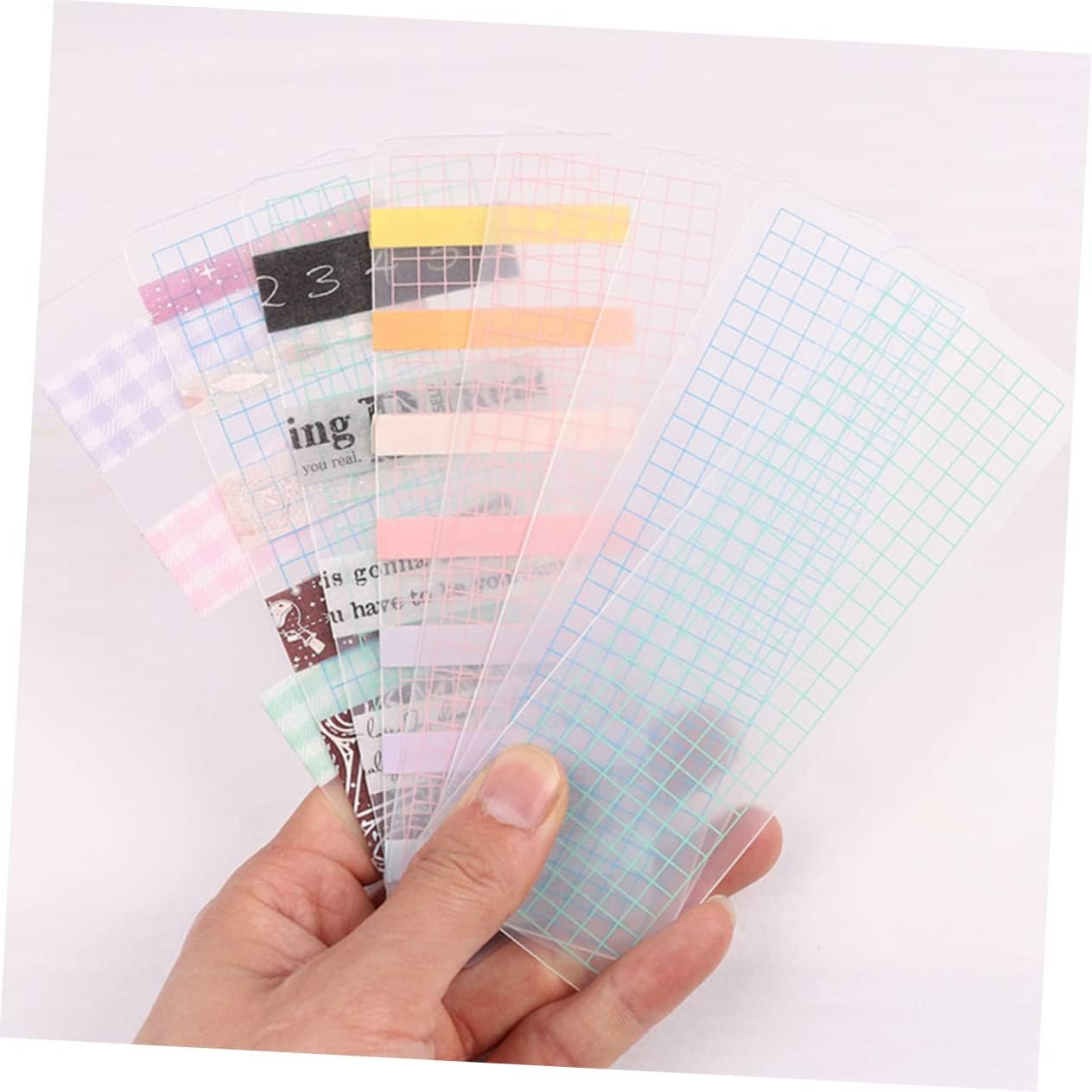 STOBOK 40Pcs PVC Washi Cards Tape Organizer Thick Rounded Corner Plastic Organizer for Scrapbooking DIY Crafts and Journaling Decorative Washi Cards