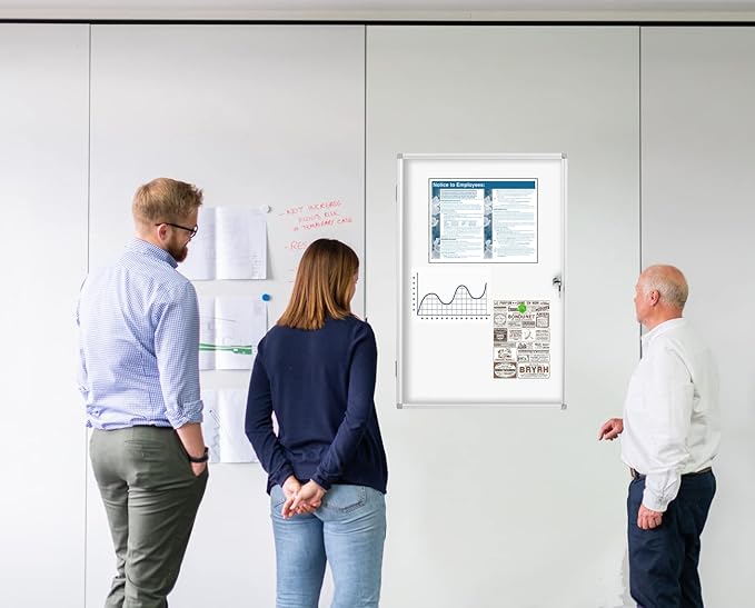 Lockable Magnetic Whiteboard Enclosed Bulletin Board – 36x24 Inch Aluminum - Image 2